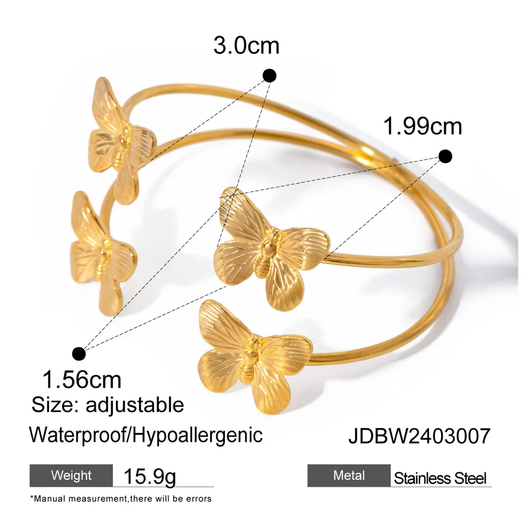 Stainless Steel Butterfly Bracelet Retro Opening - Jdbw2403007