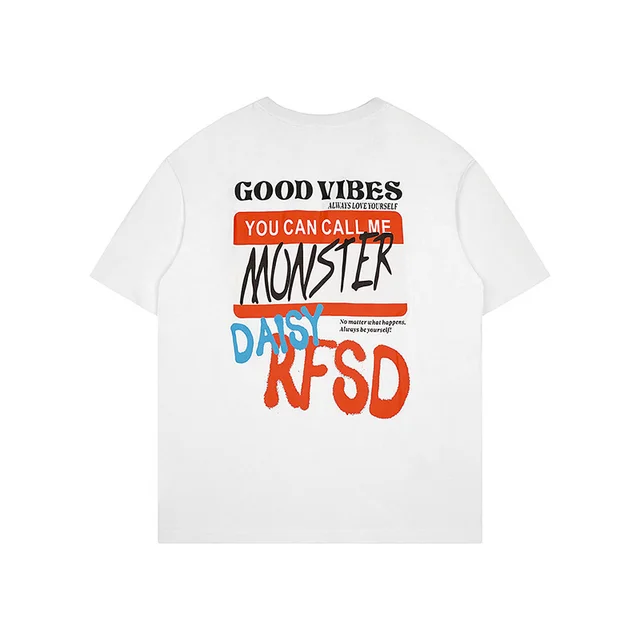 Men's Summer Loose Street Cotton Printed T shirt White - Shop at LoveMi