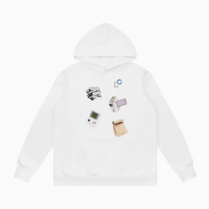 American Retro Street Printed Loose Hooded Sweatshirt Mi Bai L - Shop at LoveMi