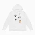 American Retro Street Printed Loose Hooded Sweatshirt - Mi Bai-L