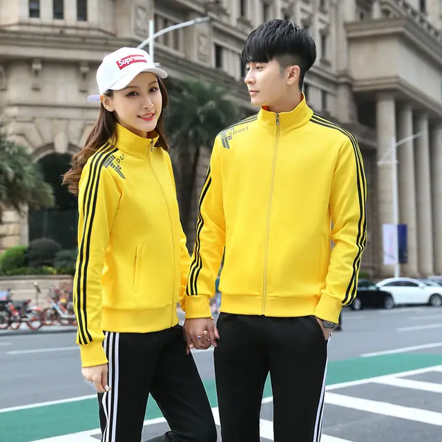 Sportswear Suit Set Couple Athletic Clothing Casual Yellow - Shop at LoveMi