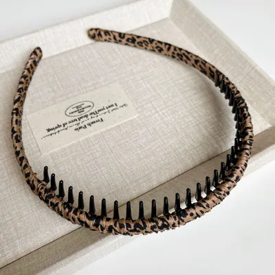 Leopard Print Pearlescent Winding Cloth Headband Simple Coffee Leopard Print - Shop at LoveMi