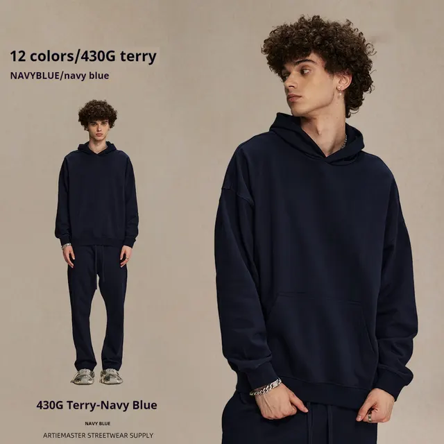 Terry Sweater Men's And Women's Hoodies Dark Blue - Shop at LoveMi