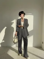 Elegant Gray Pants Suit
