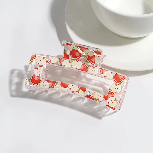 Transparent Fruit Grip Simple Commute All match Updo Hairpin Apple Print - Shop at LoveMi