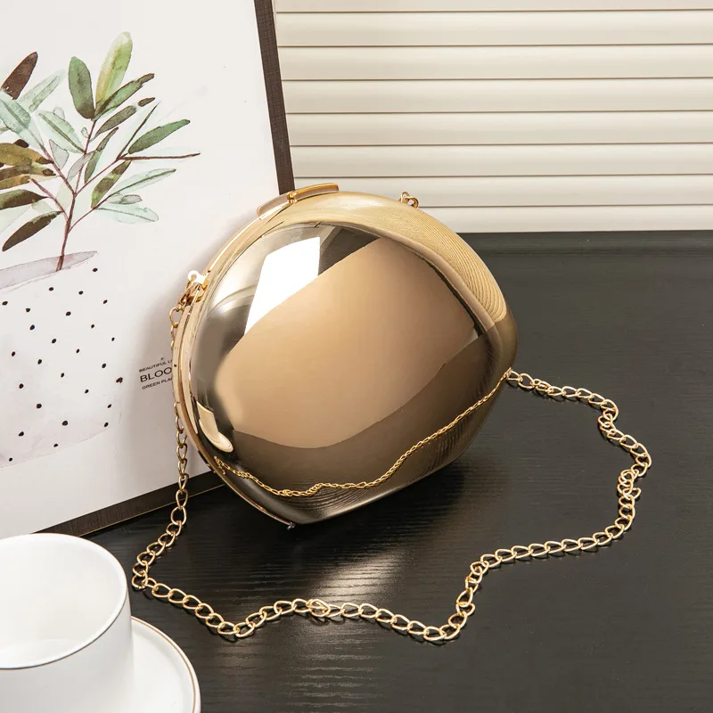 Golden Acrylic Metallic Goose Egg Box Banquet Clutch Gold - Shop at LoveMi