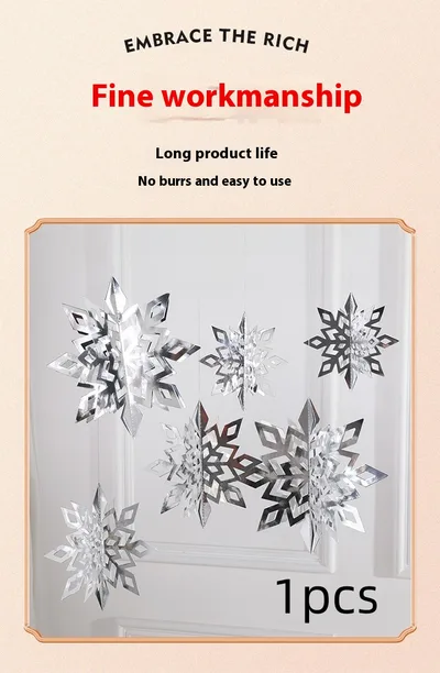 Christmas Decorations 3D Mini Flag Scene Show Window Pendant Silver 1Pcs - Shop at LoveMi