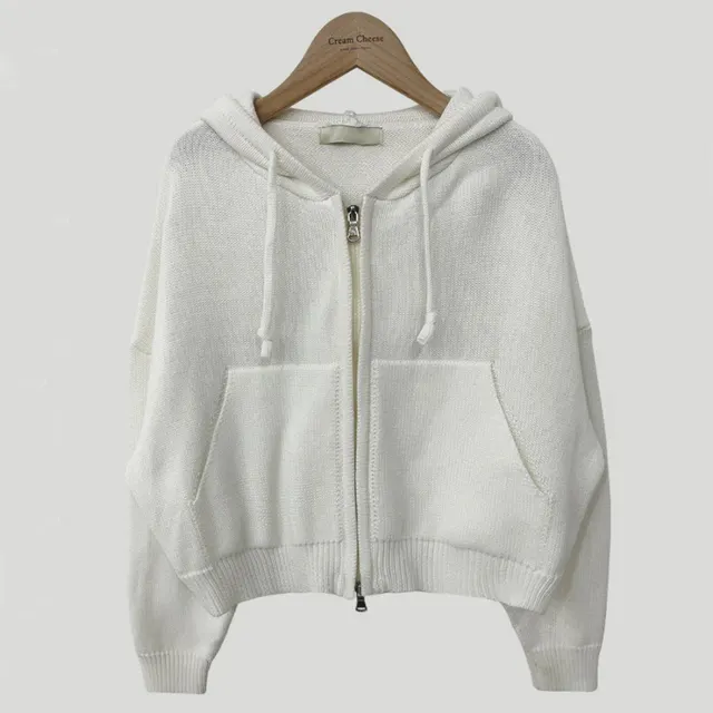 Autumn Leisure Hooded Cropped Sweater Coat Beige - Shop at LoveMi