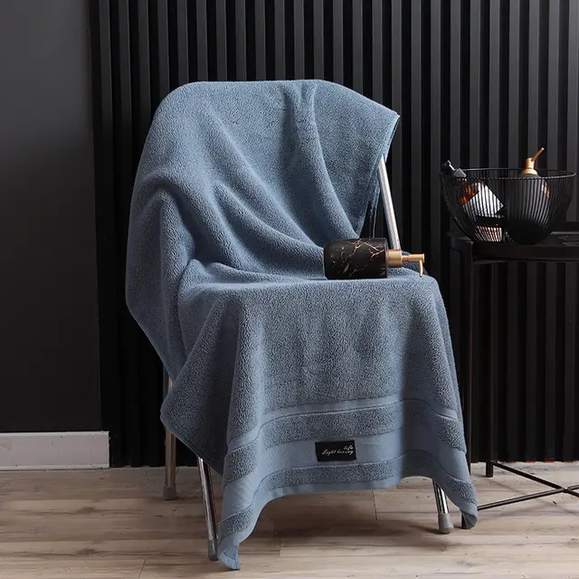 Class A Large Five star Hotel Oversized Cotton Covered Bath Towel Blue - Shop at LoveMi