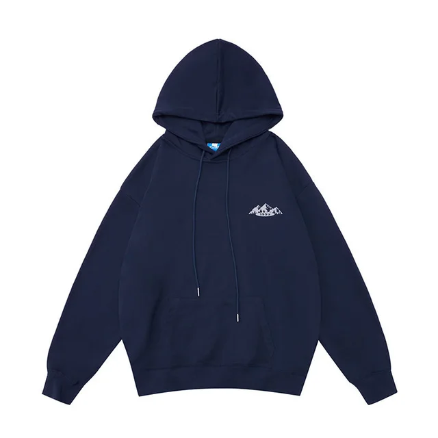Mountain Snow Mountain Printed Plus Size Loose Hooded Sweater Sapphire Blue - Shop at LoveMi