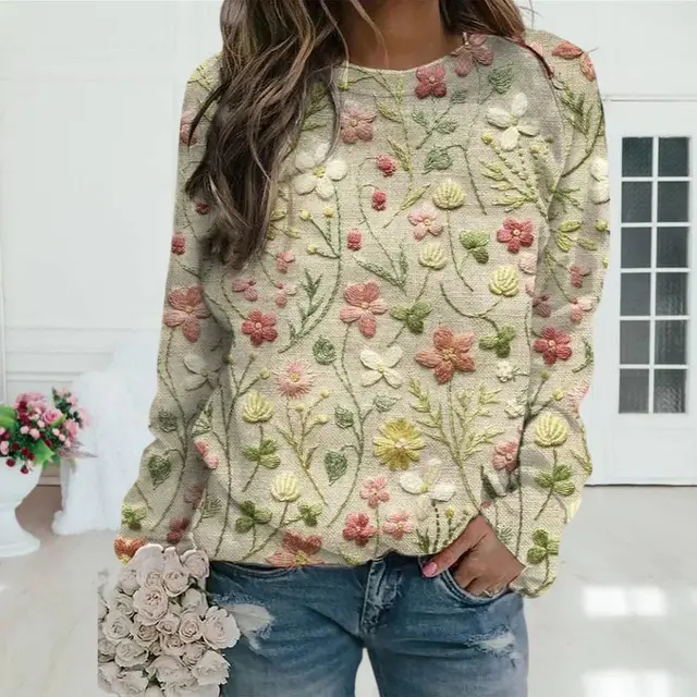 3D Printed Women's Sweater Pattern Pullover Sweater Casual Loose Long Sleeve Knitted Top Ac2005 - Shop at LoveMi