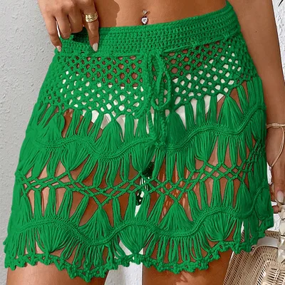 European And American Holiday Waist Belt Adjustable Sexy Cutout A Line Skirt Green - Shop at LoveMi
