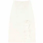 High Waist Apricot Ruffled Lace Split Midi Skirt - Apricot