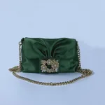 Retro Crumpled Clutch Chain Shoulder Messenger Bag - Green