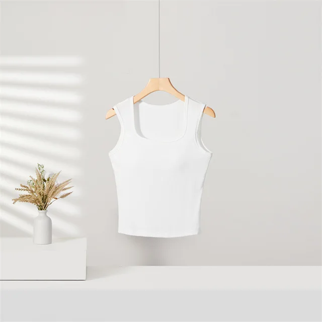 Solid Color Slim Fit Knit Bottoming Shirt Camisole White - Shop at LoveMi