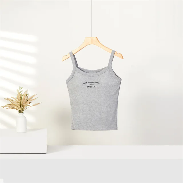 Small Sling Vest For Women Inner Bottoming Top Flower Gray - Shop at LoveMi