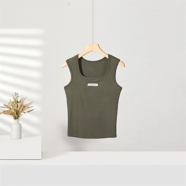 Spring And Summer Square Collar Camisole Women's Seamless Slim Fit Inner Wear Picklesgreen - Shop at LoveMi