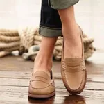 Casual Pumps Plus Size Brushed Retro Flat Shoes - Khaki