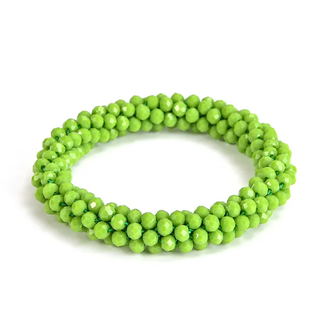Crystal Color Elastic Rubber Band Hair Ring Ponytail Simple E30 Olive Green Porcelain - Shop at LoveMi