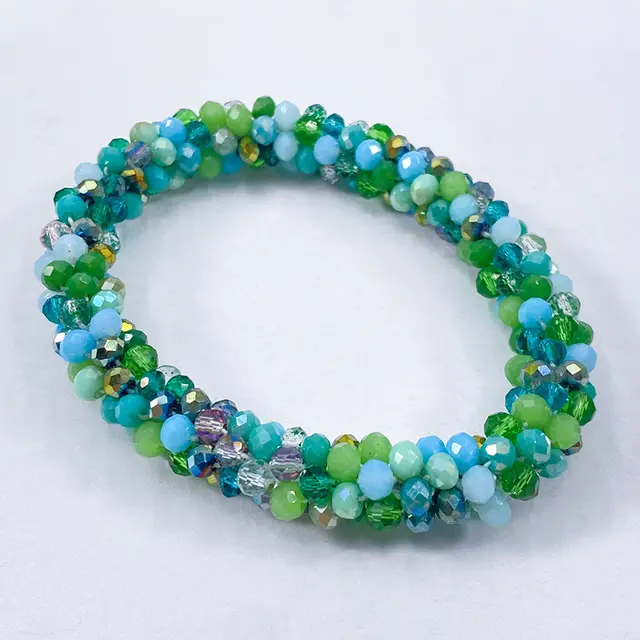 Crystal Color Elastic Rubber Band Hair Ring Ponytail Simple E39 Flower Green - Shop at LoveMi