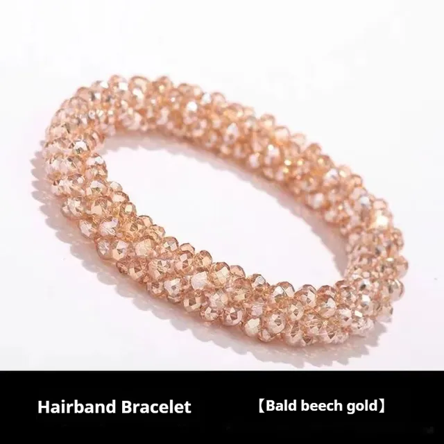 Crystal Color Elastic Rubber Band Hair Ring Ponytail Simple E6 Champagne - Shop at LoveMi
