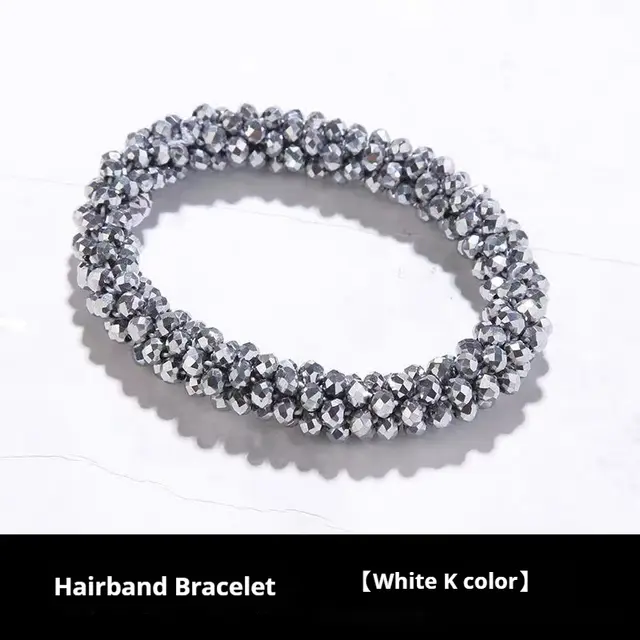 Crystal Color Elastic Rubber Band Hair Ring Ponytail Simple E7 Silver - Shop at LoveMi
