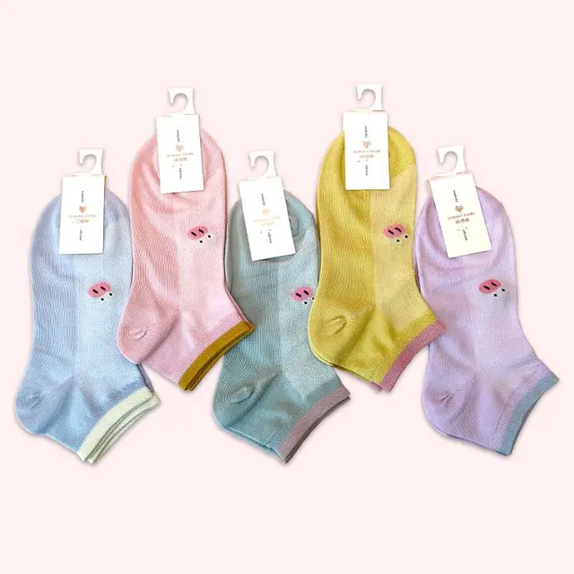Pure Colored Cotton Women's Low cut Liners Socks Candy Color Short Socks Japanese Style Calf Random - Shop at LoveMi