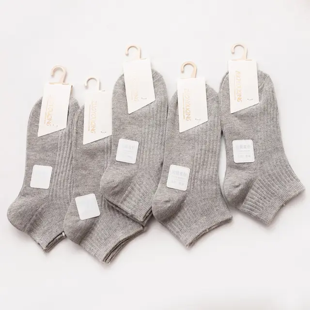 Women's Double Needle Solid Color Cotton Short Ankle Socks Gray Style Random - Shop at LoveMi