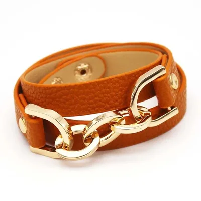 European And American Bracelets Personality Geometry Bracelet Alloy Multi color Multi layer Leather Light Coffee - Shop at LoveMi