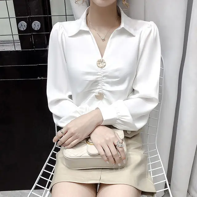 Chiffon Shirt Women's Spring And Autumn Long Sleeve White - Shop at LoveMi
