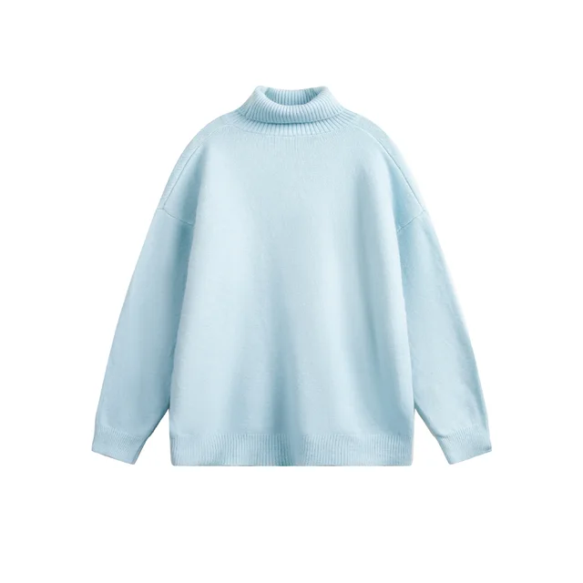 New Solid Color Hoodie Women's American Casual Round Neck Sweater Blue - Shop at LoveMi