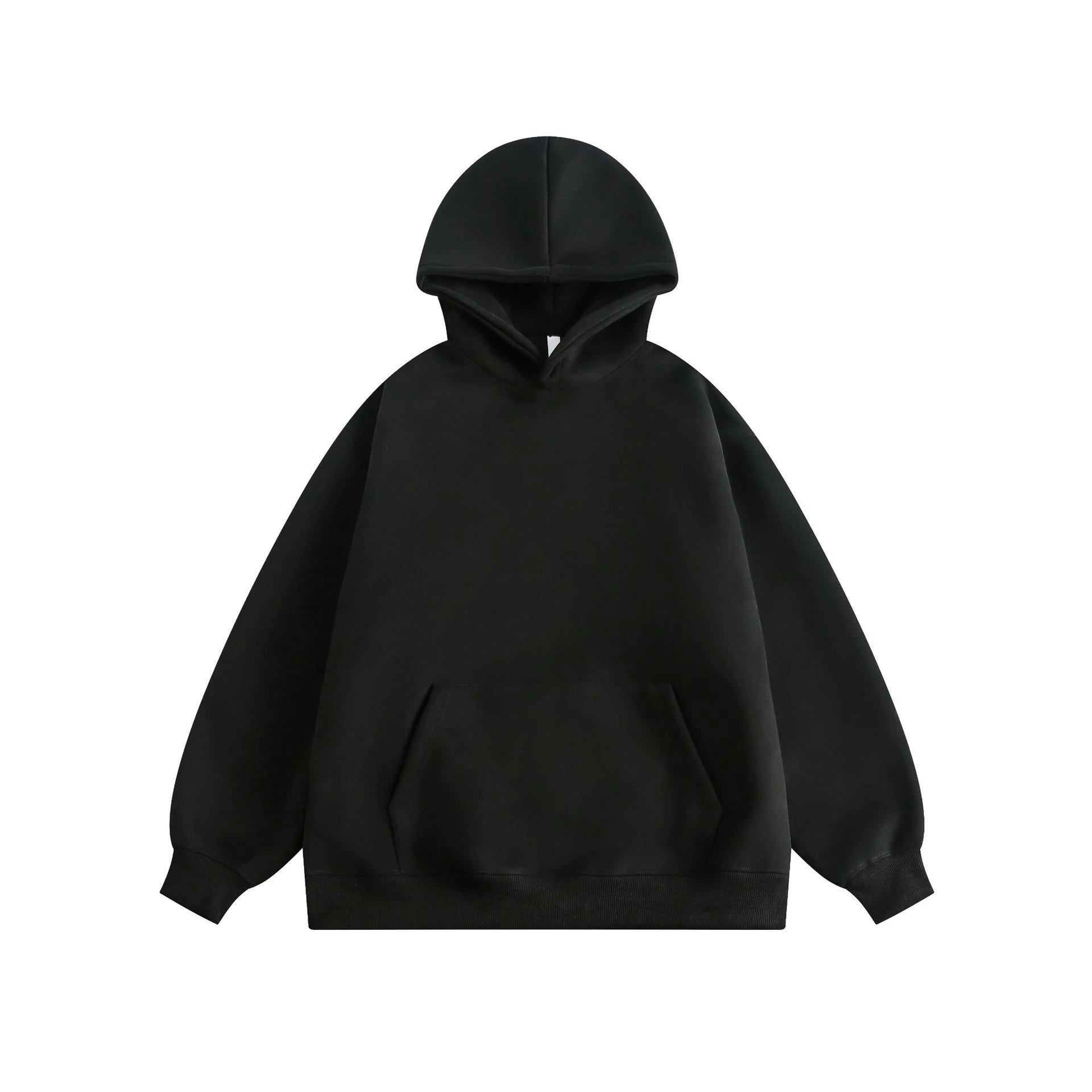 New Couple Simple Pullover Women's Clothing Solid Color All-match Hoodie - Black
