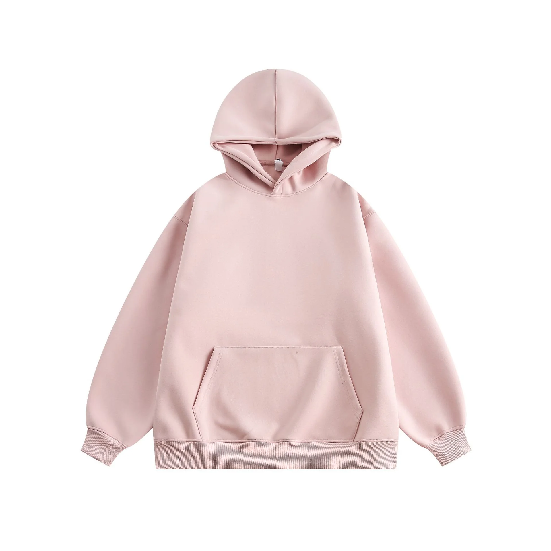 New Couple Simple Pullover Women's Clothing Solid Color All-match Hoodie - Pink