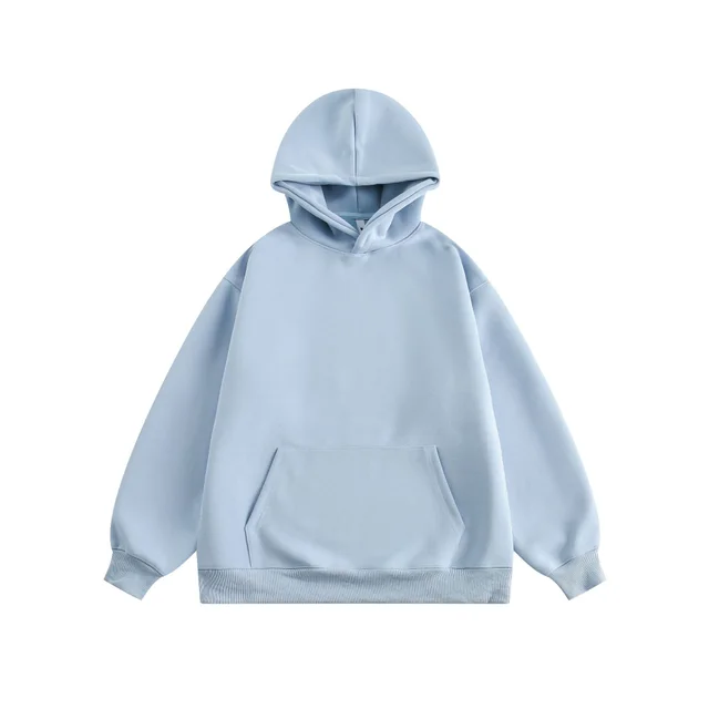 New Couple Simple Pullover Women's Clothing Solid Color All match Hoodie Sky Blue - Shop at LoveMi