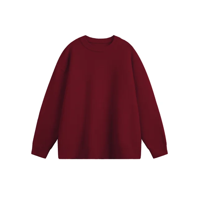 Autumn New Simple Loose Couple Sweater For Women Wine Red - Shop at LoveMi
