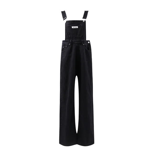 High Street Denim Suspender Pants Women's Summer Black - Shop at LoveMi