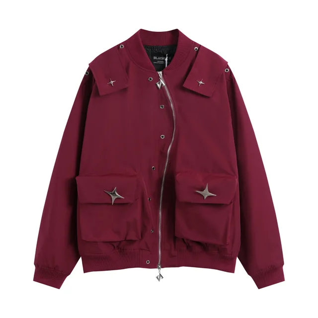 Autumn And Winter American Locomotive Style Jacket Coat Red - Shop at LoveMi