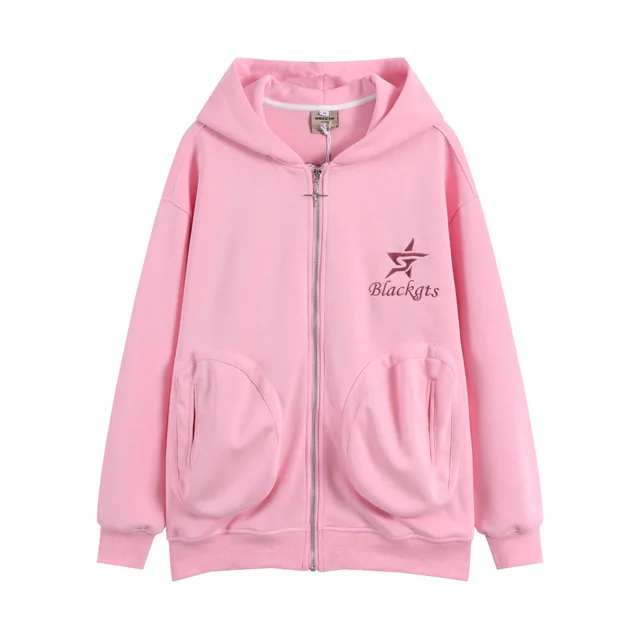 Women's Loose And Hooded Cardigan Sweater Pink - Shop at LoveMi