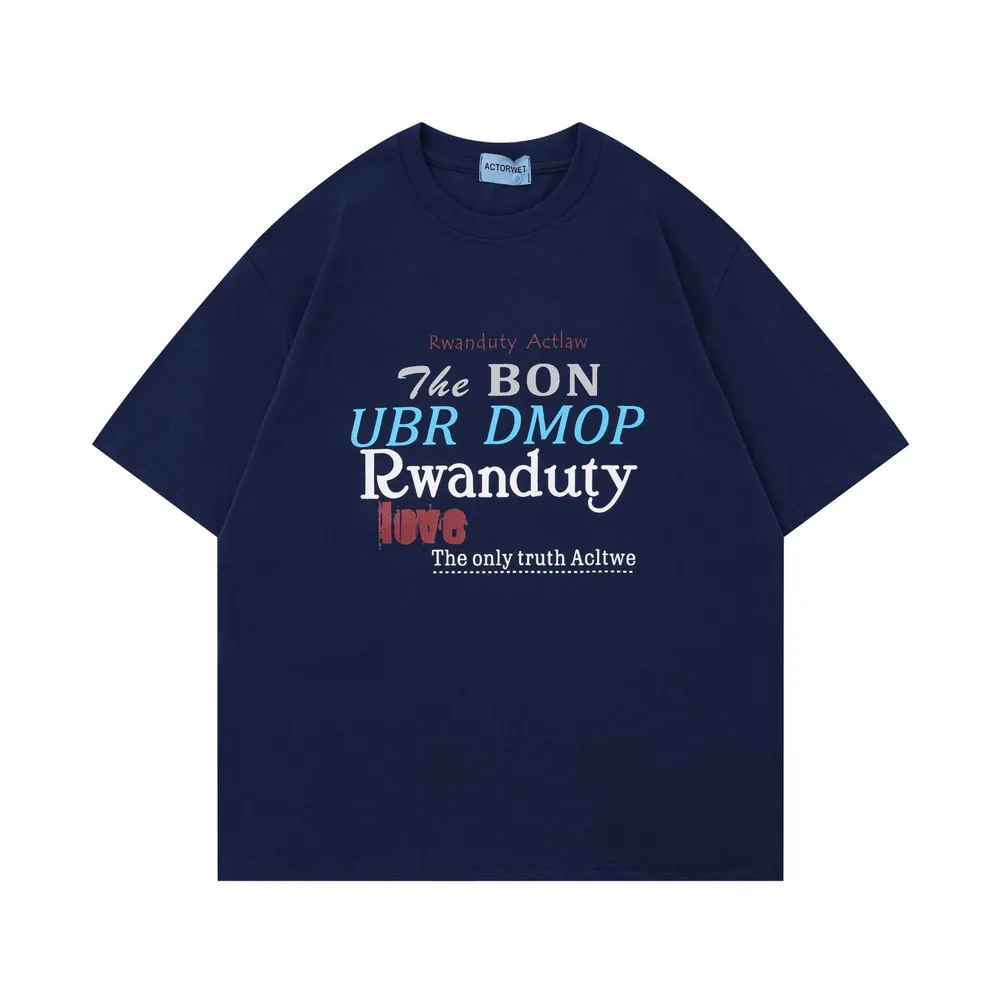 Retro Short Sleeve T shirt Women's Letter Printing Blue - Shop at LoveMi