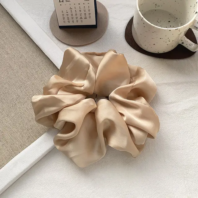 New Oversized Hair Band Smooth Satin French Elegant 3 Champagne - Shop at LoveMi