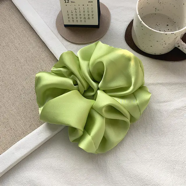 New Oversized Hair Band Smooth Satin French Elegant 8 Green - Shop at LoveMi