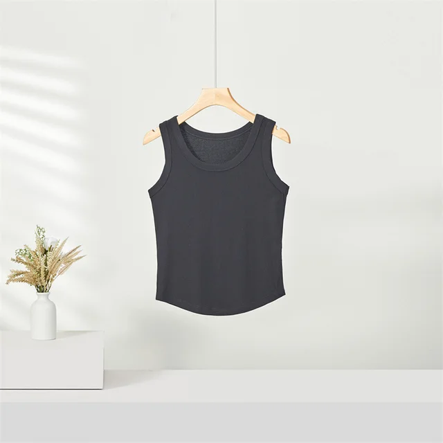 Seamless All match U neck Vest Spring And Summer Bottoming Shirt Black - Shop at LoveMi