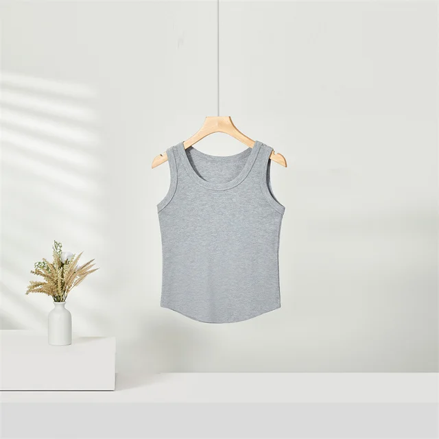 Seamless All match U neck Vest Spring And Summer Bottoming Shirt Flower Gray - Shop at LoveMi