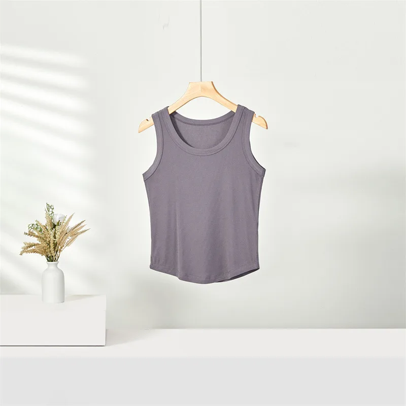 Seamless All-match U-neck Vest Spring And Summer Bottoming Shirt - Smoky Gray