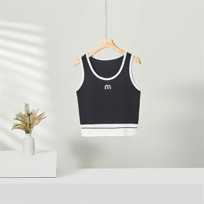 U neck Camisole Contrast Color Slim Fit Bodybuilding All match Black - Shop at LoveMi