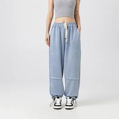 Solid Color Cardigan Hoodie Couple's Tops Coat Loose Casual Long Sleeves Pants Ice Blue - Shop at LoveMi