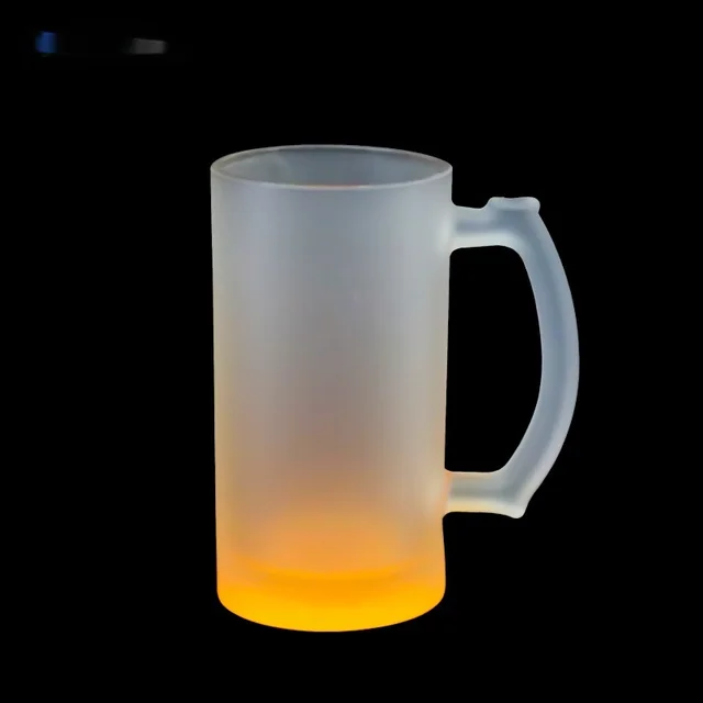 16oz Color Gradient Glass Frosted Hot Gift Cup Glass Cup Gradient Orange - Shop at LoveMi