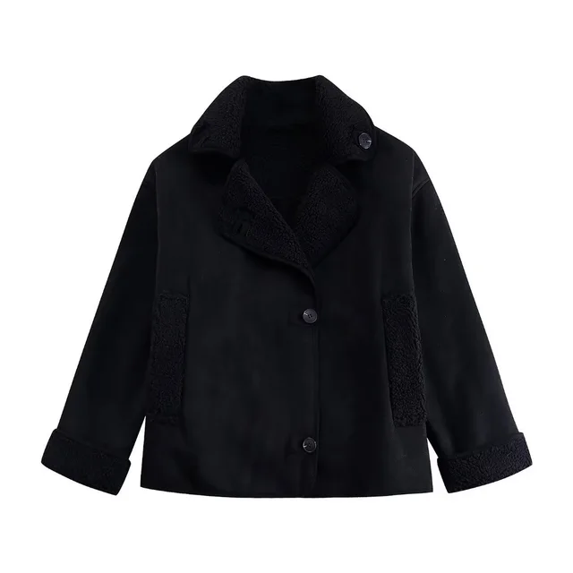 Autumn And Winter Loose Fur Warm Jacket Coat Black - Shop at LoveMi