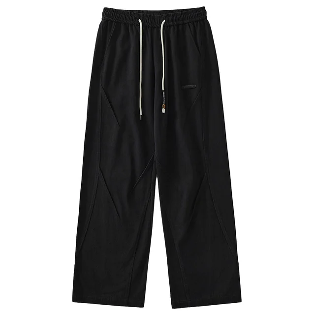 Women's Straight Wide Leg Mopping Casual Pants Black - Shop at LoveMi