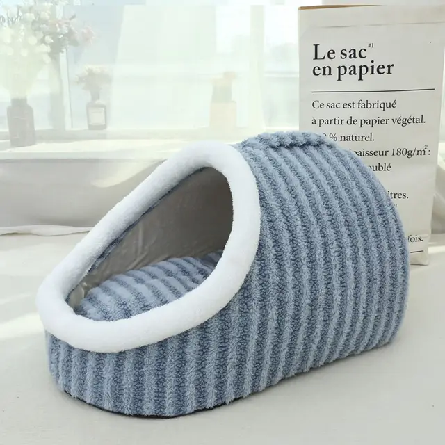 Thickened Three dimensional Cat Nest Macaron Double piece Autumn And Winter Warm A Facility For Children To Bore Kennel Blue - Shop at LoveMi